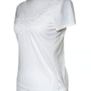 White Crochet Easy Tee
